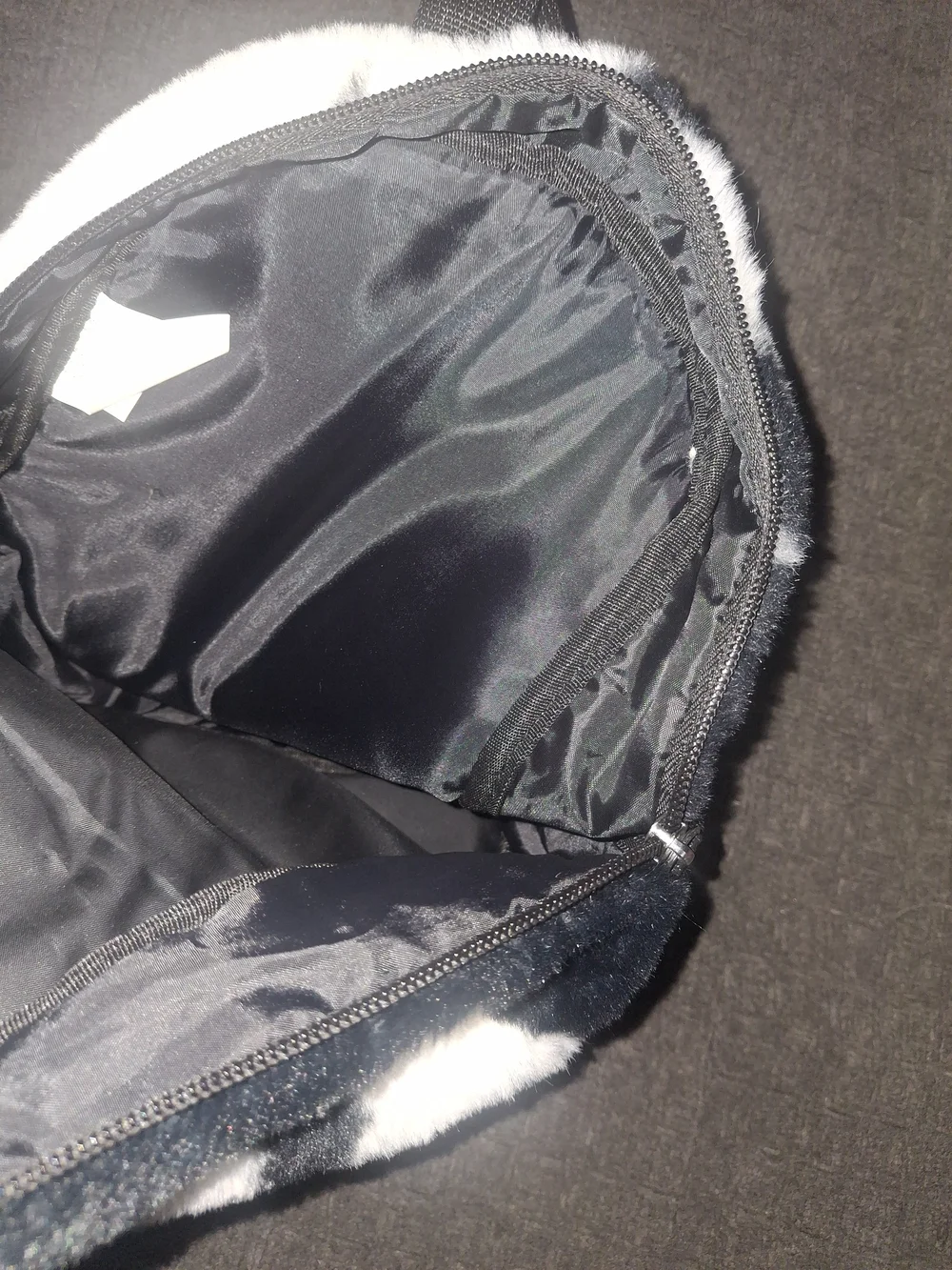 Kids Black & White Faux Fur Backpack